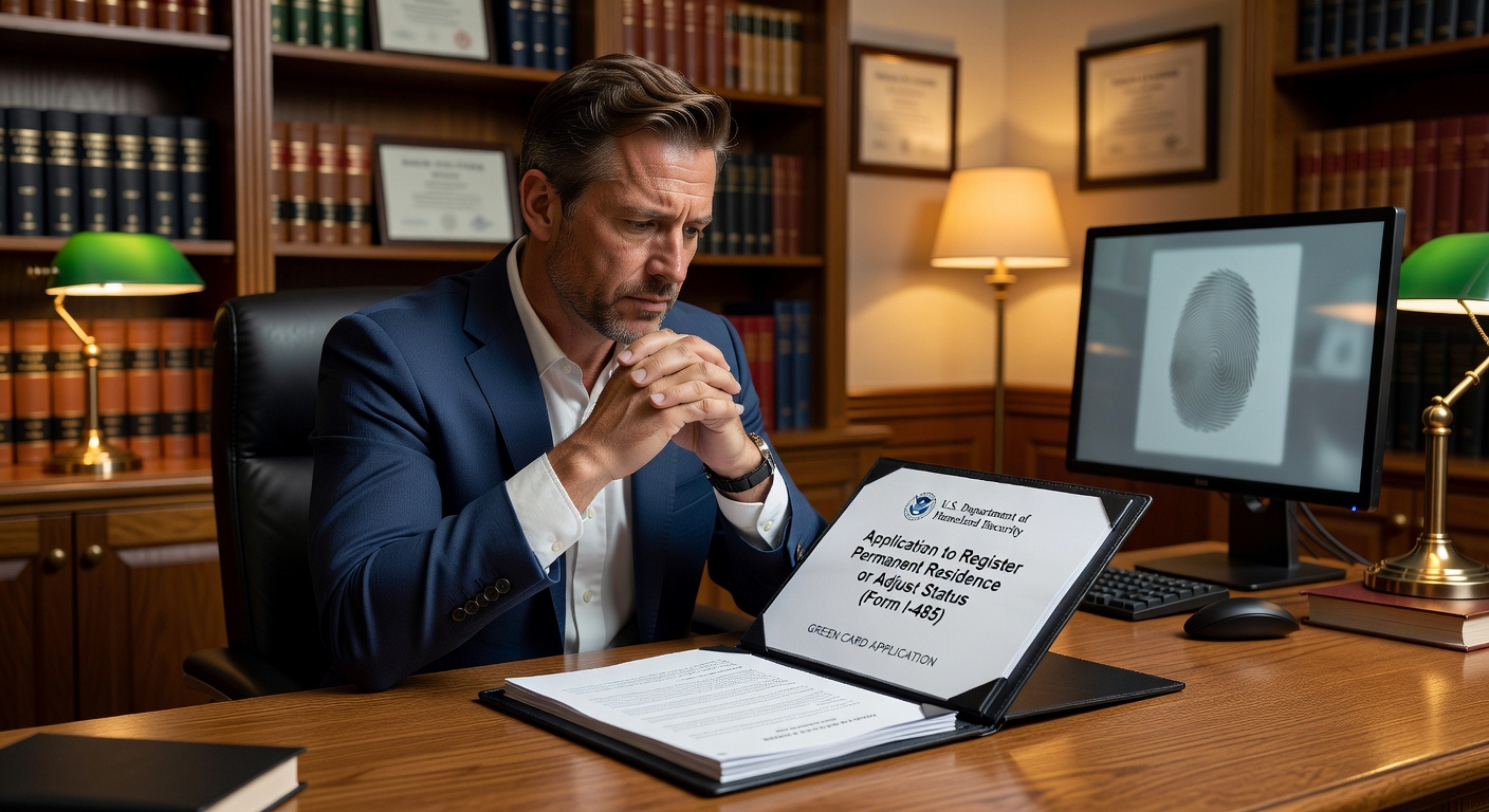 Immigration attorney reviewing green card application with client who entered the U.S. without inspection