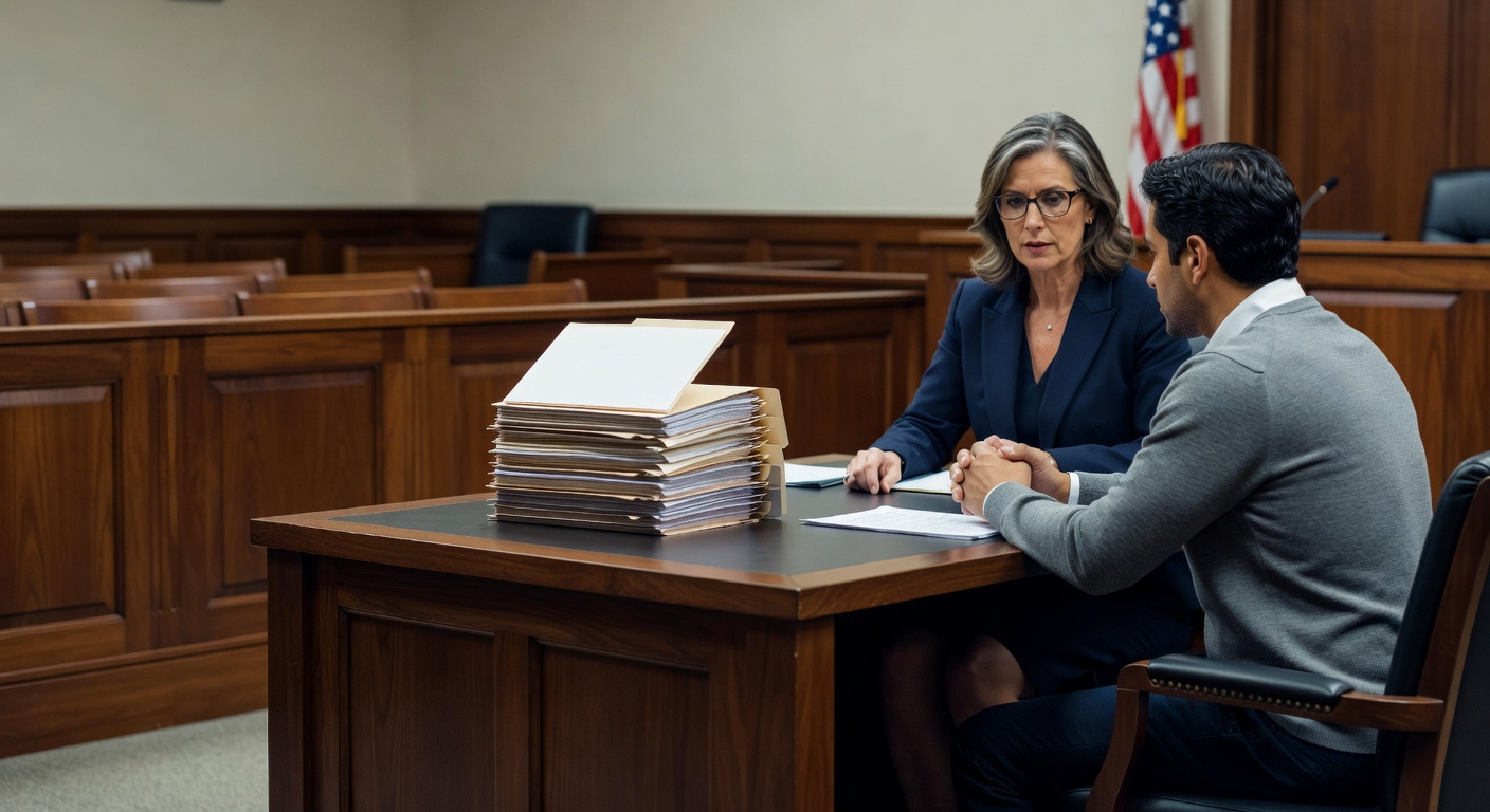 Immigration courtroom scene illustrating asylum pretermission